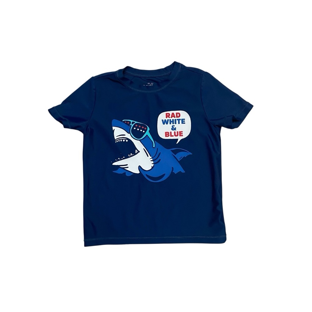 Navy Blue Shark Graphic Kids T-Shirt 3T